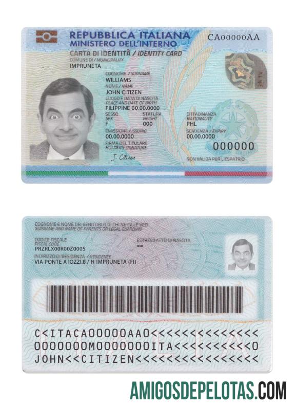 Itália ID (2016 – Presente) Versão 2 exemplo